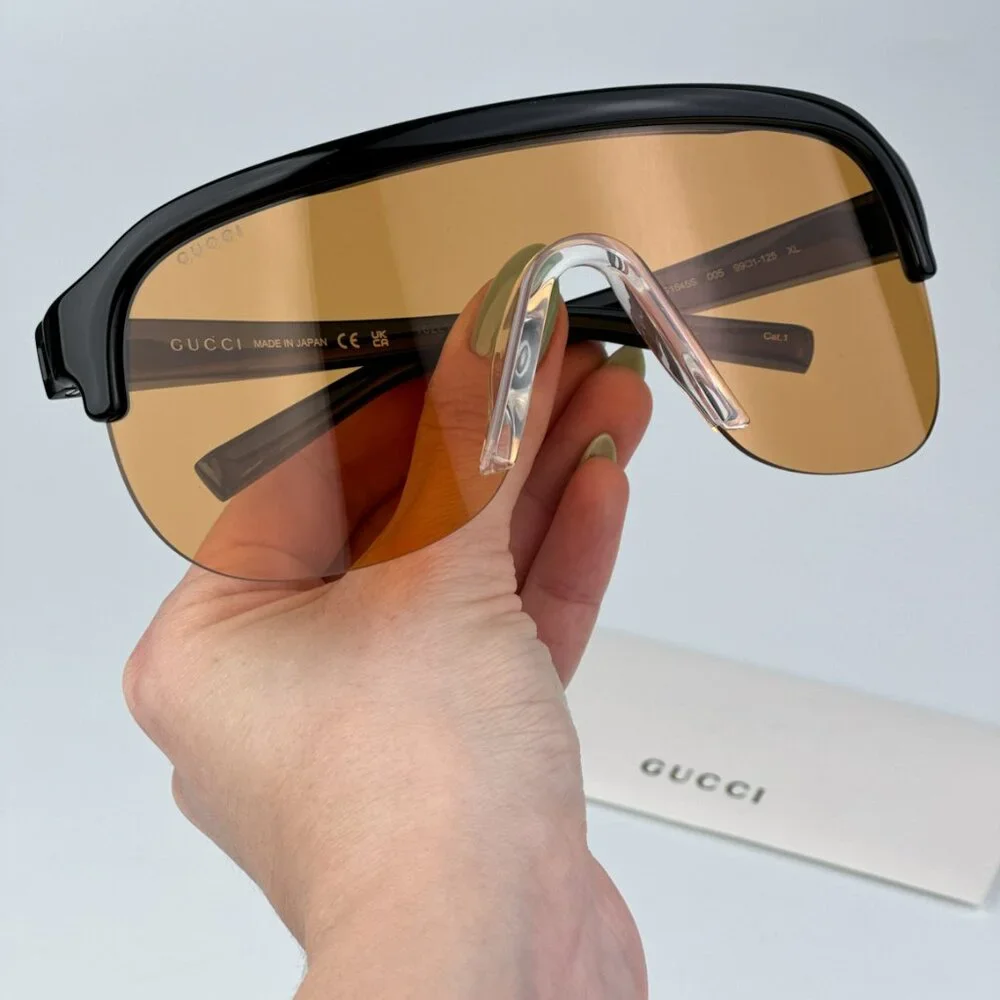 Gucci GG1645S 005 BRAND NEW Sunglasses Black Orange Unisex Mask